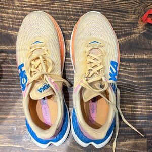 Hoka Vibrant Yellow and Blue Athletic Shoes